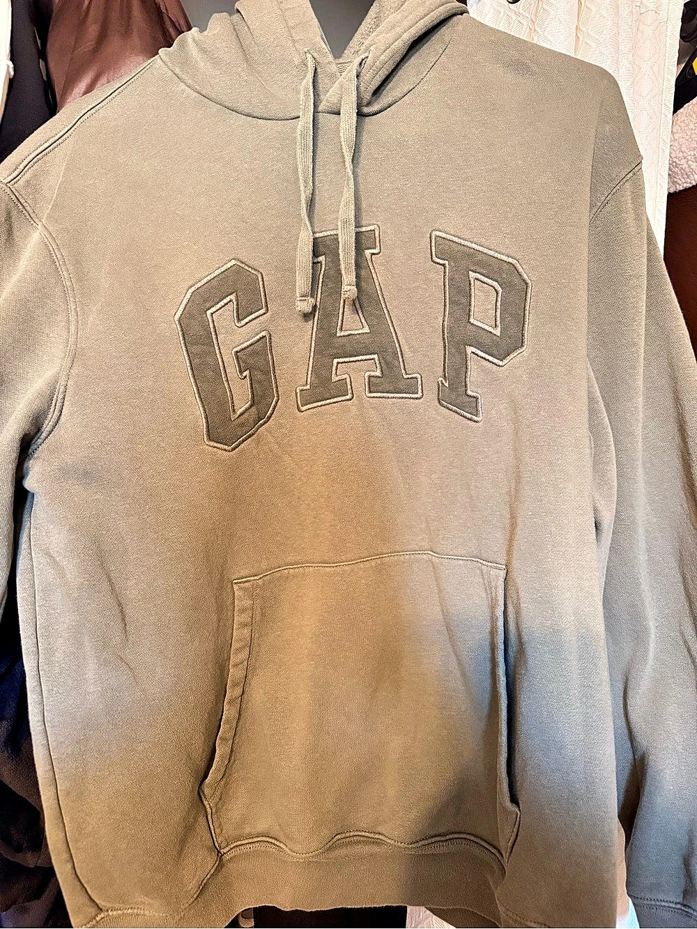 Gap Logo Pullover Hoodie Gray olive green